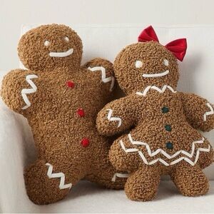 Pottery Barn Set of Mr. Spice & Mrs. Spice Gingerbread Shaped Pillow
